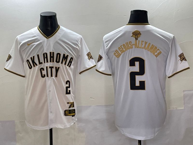 Men 2025 Oklahoma City Thunder 2 Gilgeous-Alexander White Joint Name Nike NBA Jersey style 1